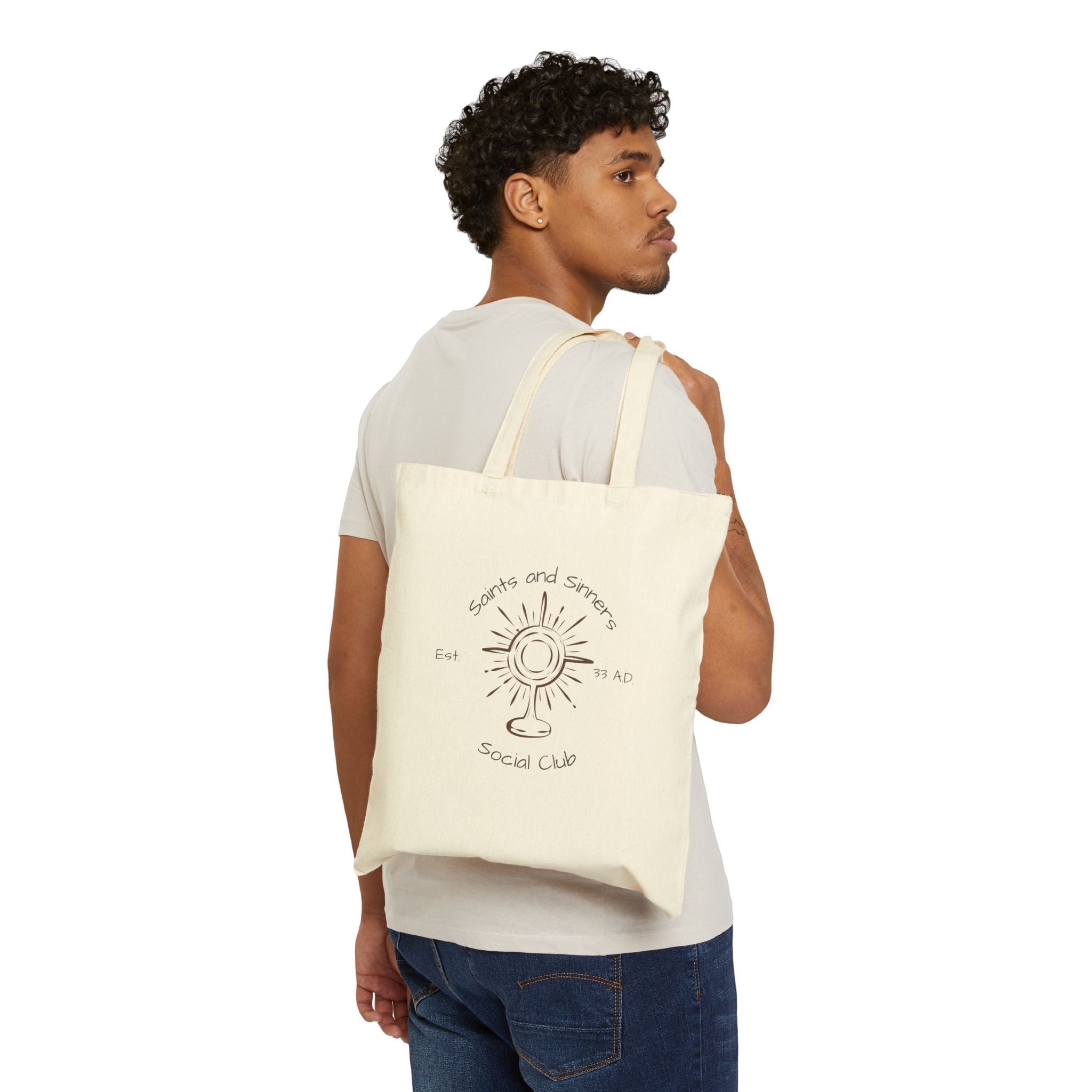 Canvas Tote Bag - Saints and Sinners Social Club Catholic Tote