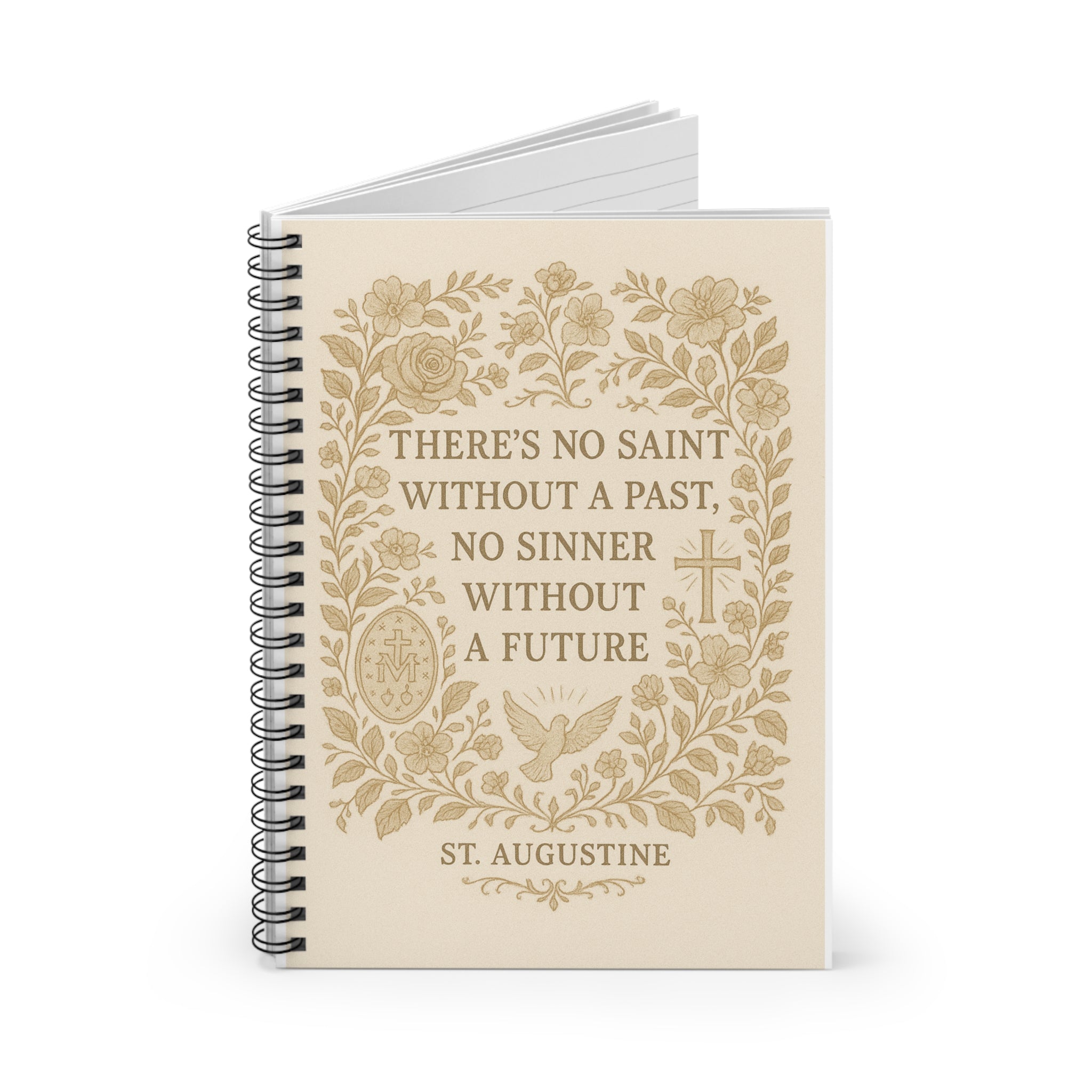 St. Augustine Quote Spiral Notebook — Floral Christian Ruled Journal