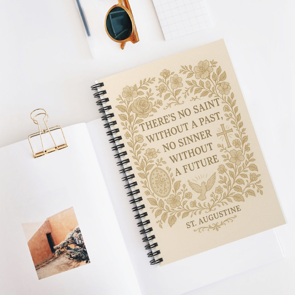 St. Augustine Quote Spiral Notebook — Floral Christian Ruled Journal