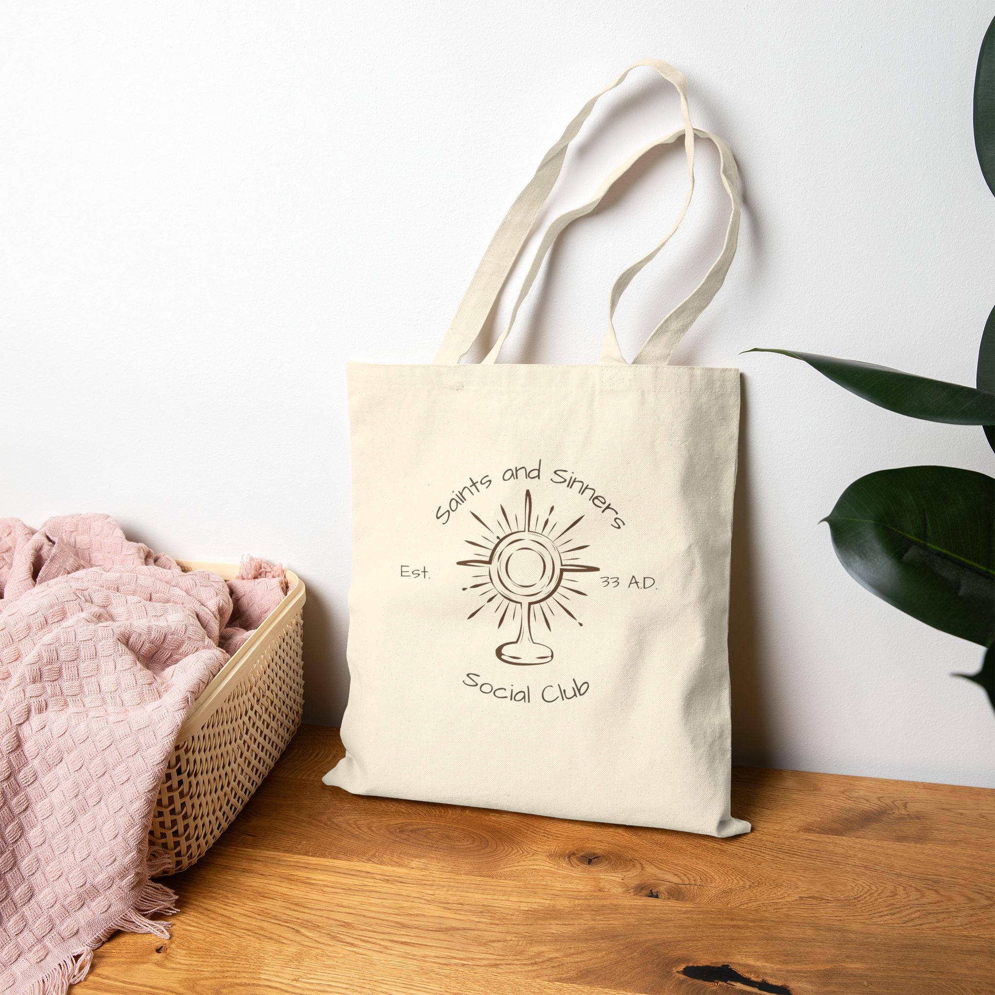 Canvas Tote Bag - Saints and Sinners Social Club Catholic Tote